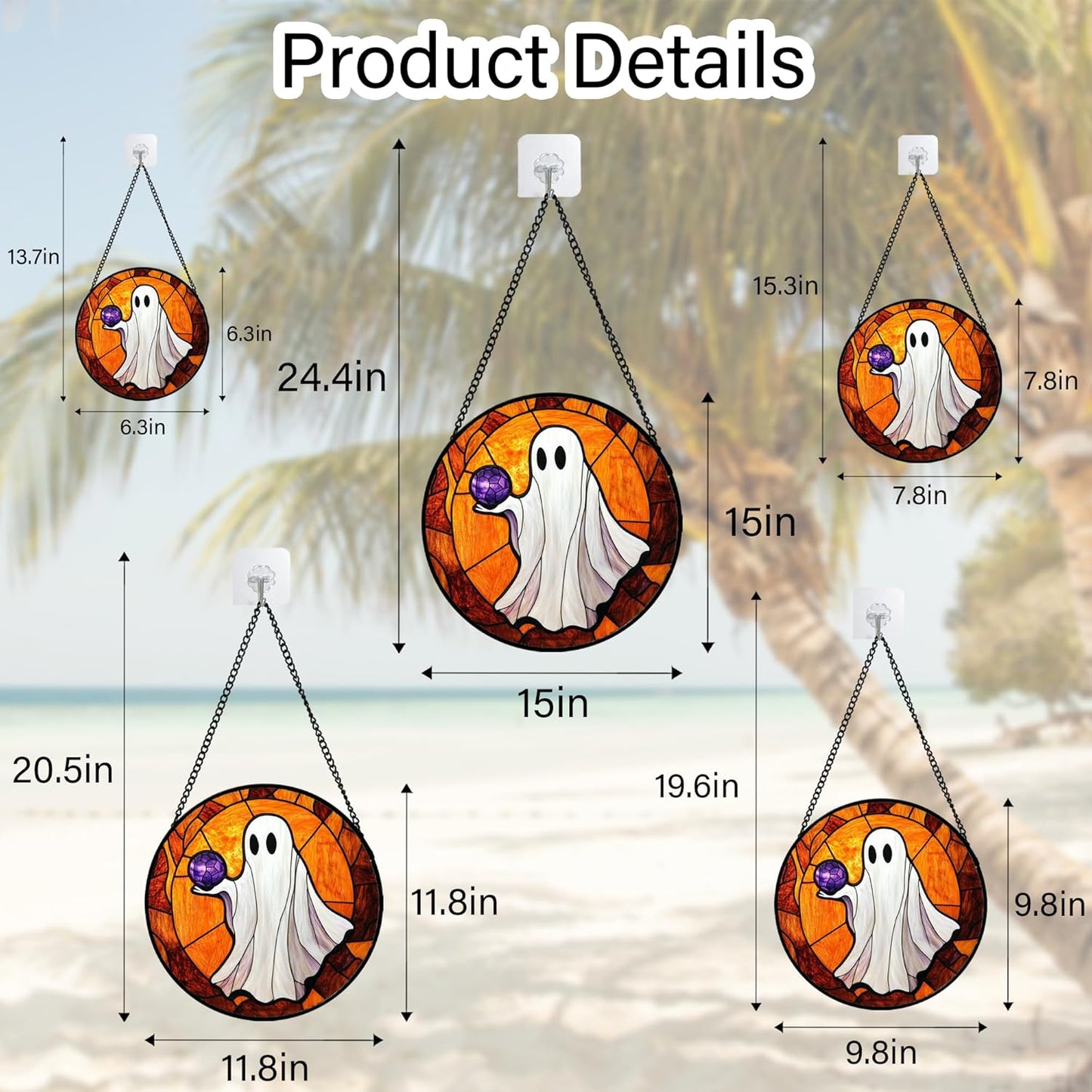 Stained Glass Window Hanging - Halloween Decorations Ghosts Vampire Suncatcher for Doors Garden Indoor Funny Spooky Sun Catchers Gothic Decor Horror Gifts for Women Men Friend 11.8 in