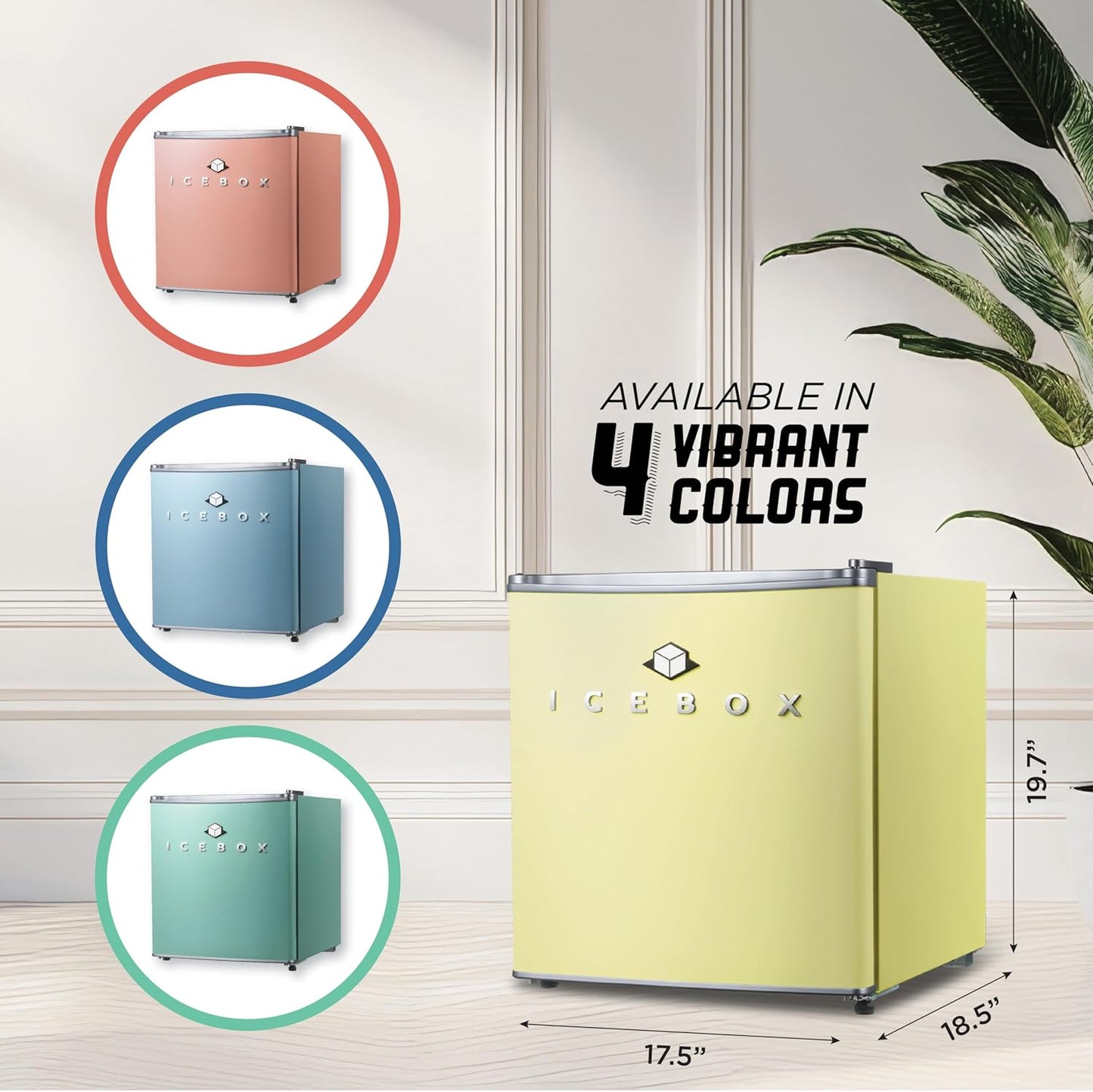 IBCR17SUN Compact, Energy Star Certified Small, Single Door Mini Fridge with Freezer Refrigerator, Standard (1.7 cu ft), Sun Yellow