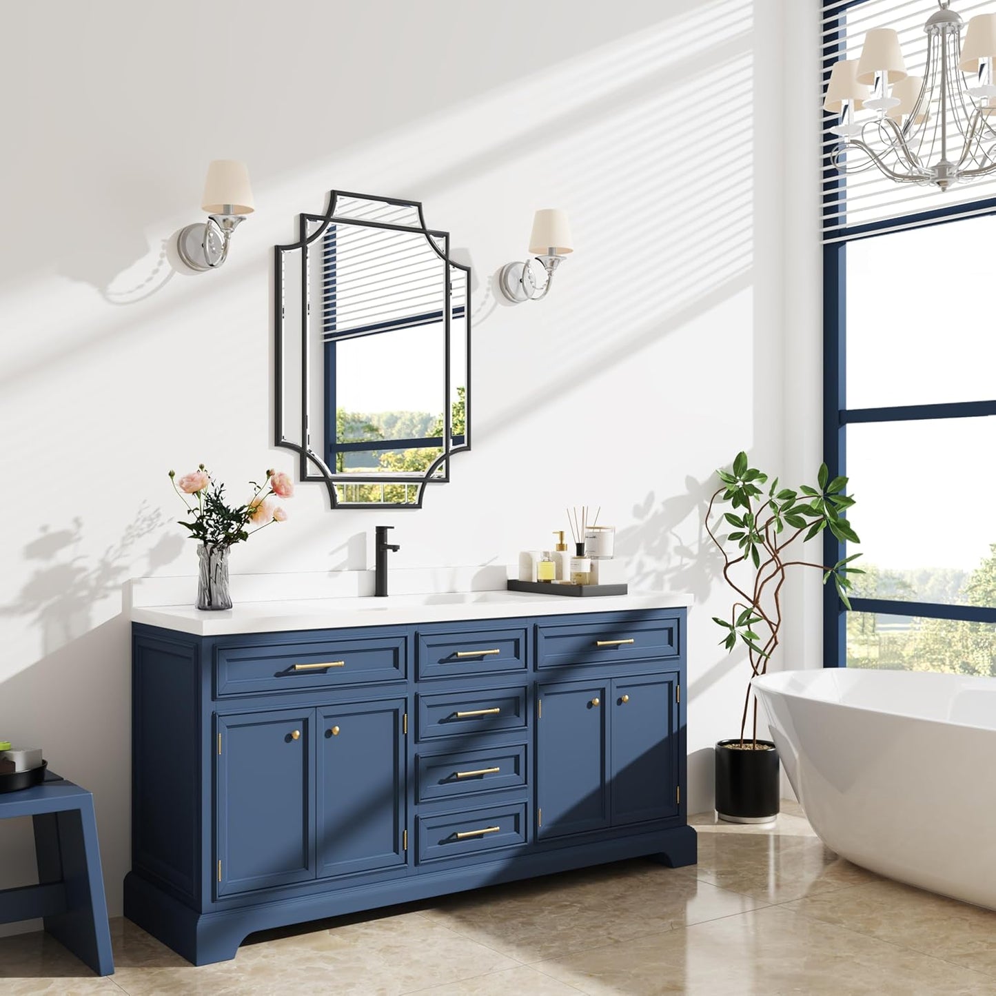 Bathroom Mirror for Wall Black Farmhouse Wall Vanity Mirror for Over Sink Wood Framed Beveled Mirrors Deco(20 * 28IN/Black)