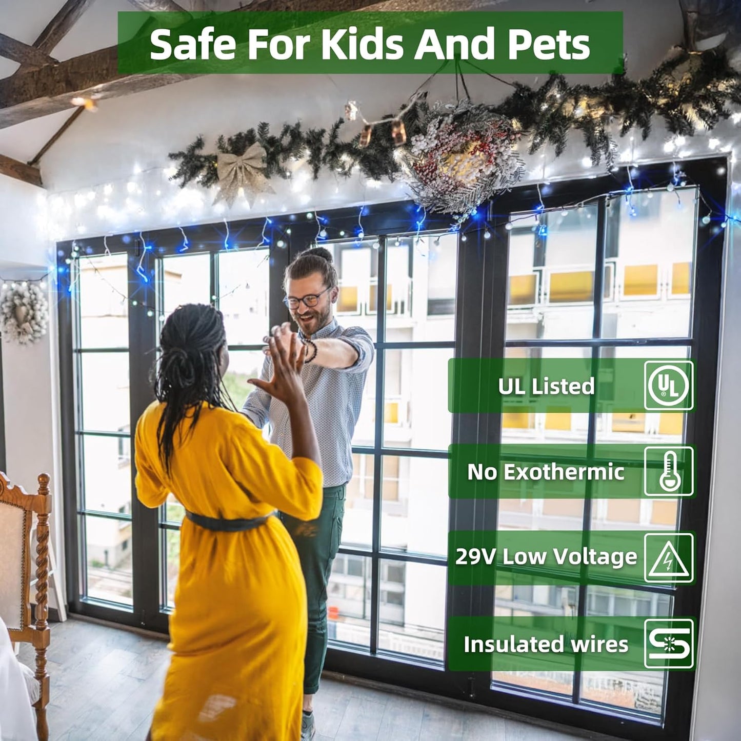 1332 LED 131FT Extra Long Icicle Lights - 296 Drops Waterproof Christmas Lights 12 Modes, Outdoor Christmas Decor for Mall Hotel Fence Holiday Lighting Blue & White