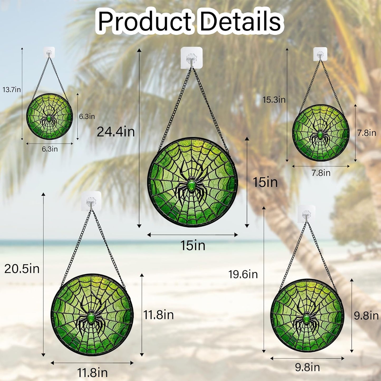 Stained Glass Window Hanging - Black Green Horror Spider Web Suncatcher for Doors Garden Patio Sun Catchers Decor Christmas Halloween Birthday Gifts for Women Men Mom Nana Friend 7.8 in