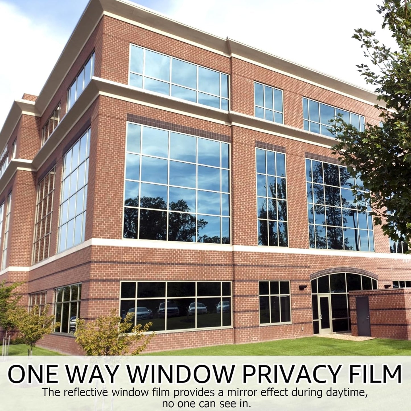 HIDBEA One Way Window Film, Daytime Privacy Sun Blocking Reflective Window Film No Glue Static Cling Heat Control Window Tinting Film for Home and Office, Black Silver, 29.5 x 157.5 Inch