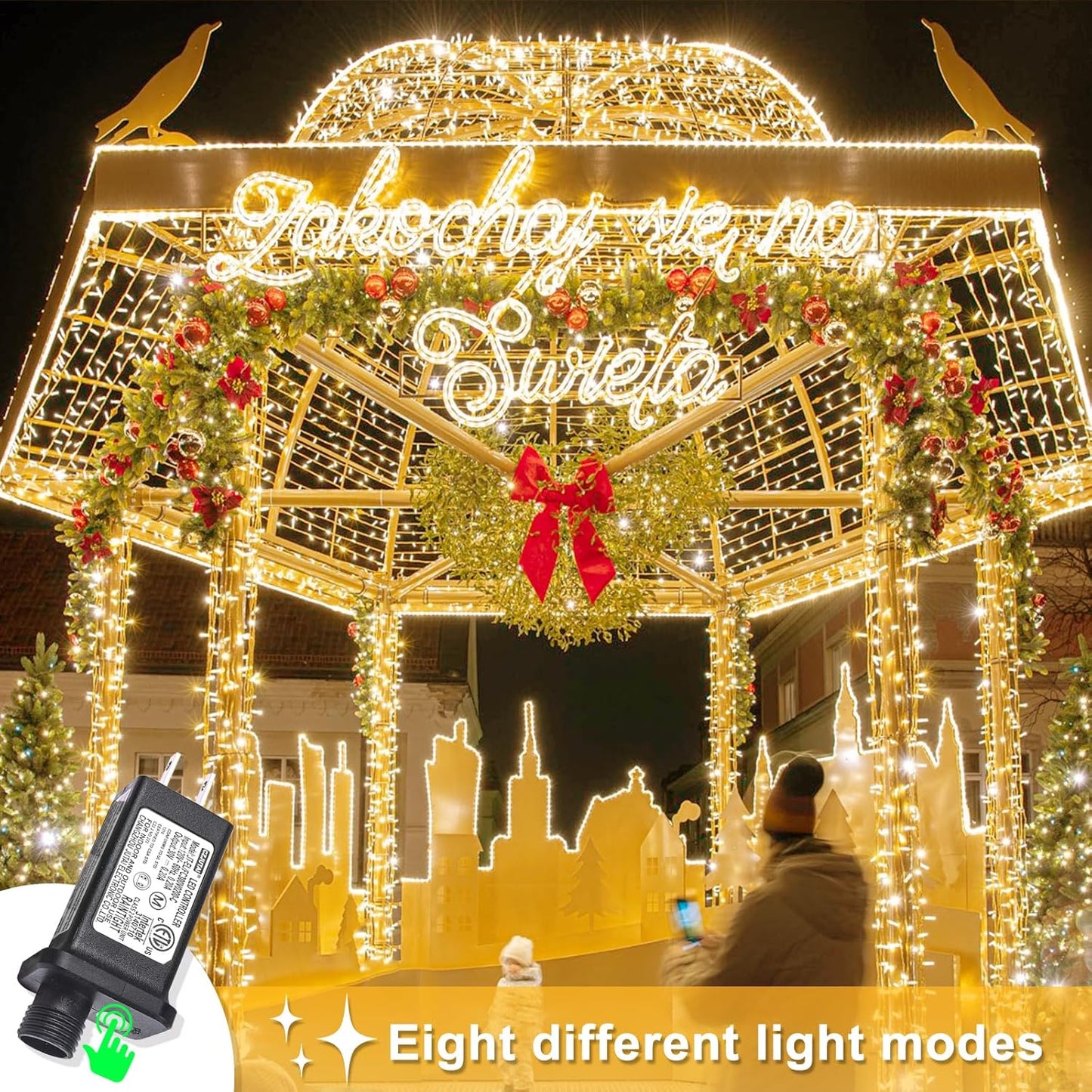 197FT 600 LED Christmas Lights Outdoor, Warm White Christmas Lights Indoor 8 Modes Clear Wire, Plug in Twinkle Fairy String Light for Outside Bedroom Wedding Xmas Tree Party Decorations