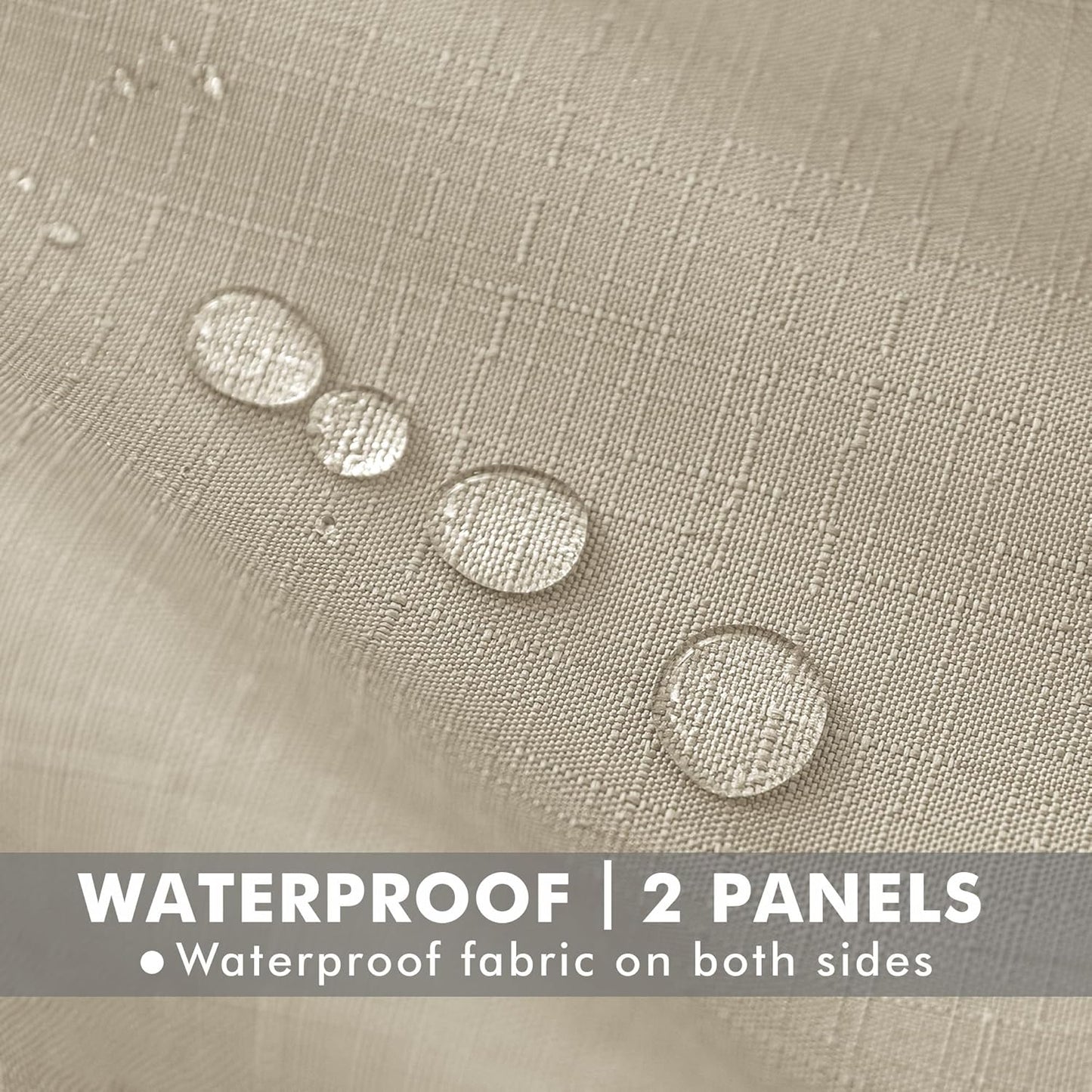 HolidayIdeas Linen Outdoor Curtains for Patio Waterproof-4 Panels Cream Outside Gazebo Curtains 54"x95"-Indoor/Outdoor Curtains Weighted Weatherproof, Privacy for Pergola, Porch, Cabana, Livingroom