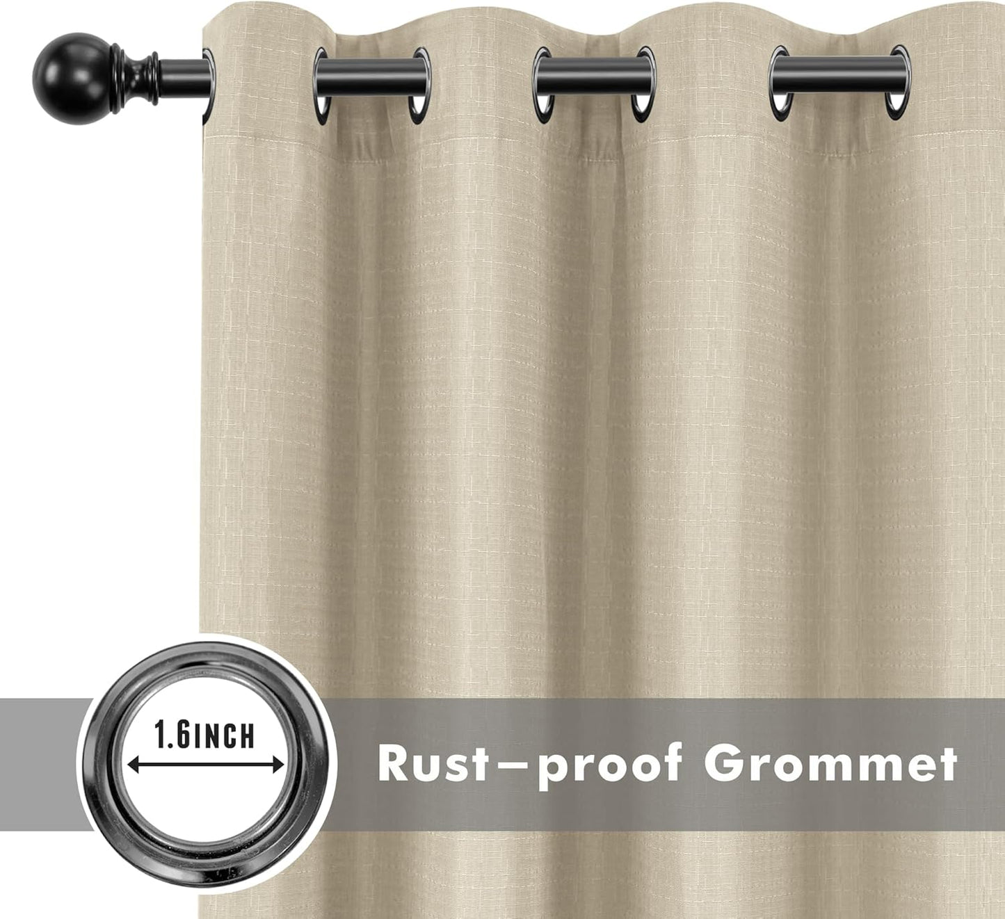 HolidayIdeas 6 Panels Linen Outdoor Curtains for Patio Waterproof Cream Outside Curtains 54"x84"-Indoor/Outdoor Gazebo Curtains Weatherproof, Privacy for Pergola, Porch, Cabana, Living Room, Deck