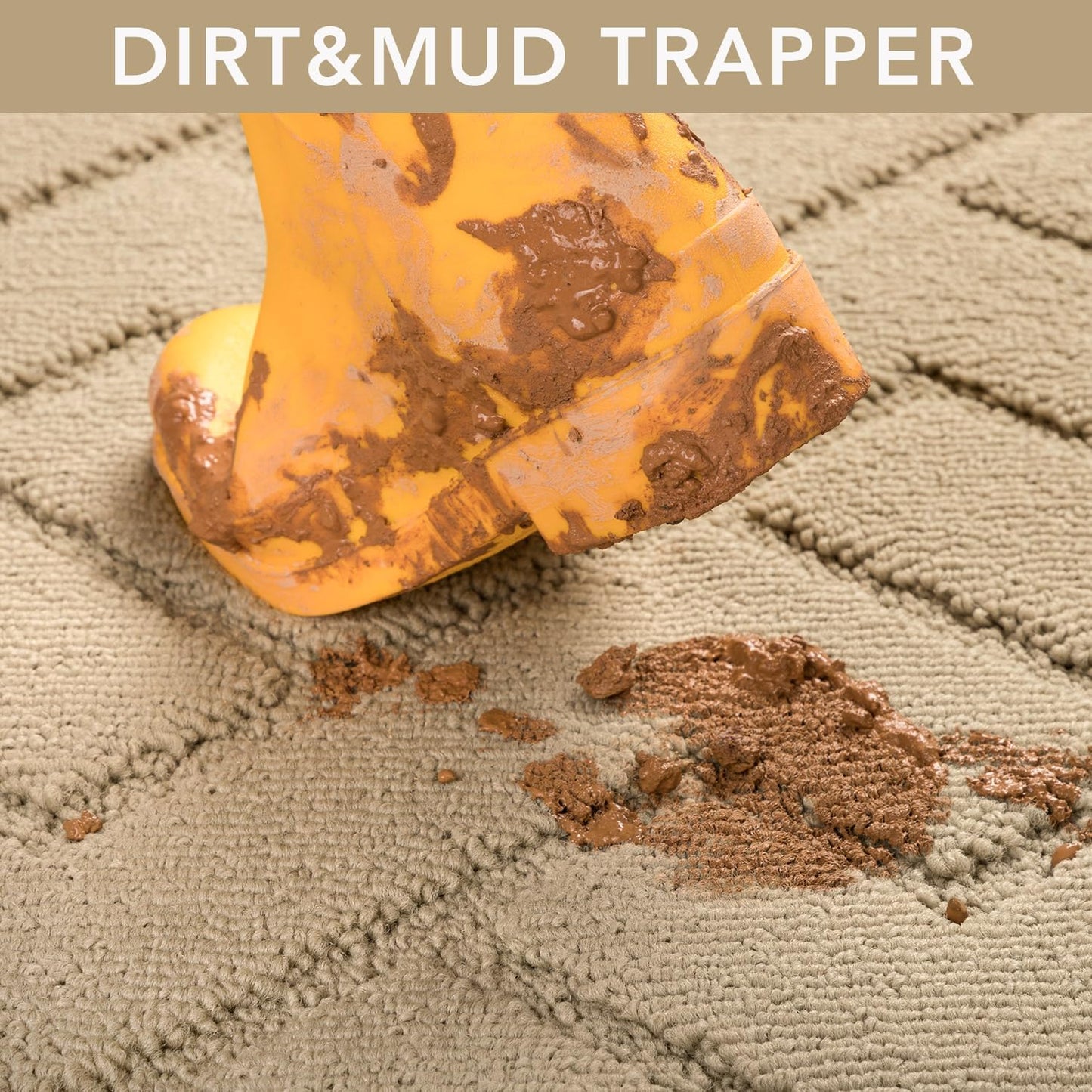 hicorfe Front Door Mat Outside Entrance,36"x59" Absorbent Muddy Dirt Resist Welcome Door Mats Outdoor Indoor,Stain and Fade Resistant,Non Slip Backing Entry Mat Doormat for Entryway(Beige)