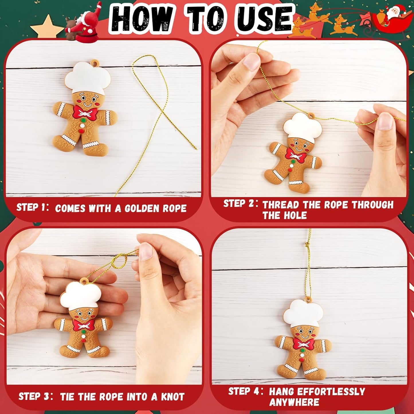 12pcs Gingerbread Man Ornaments for Christmas Tree, Assorted Gingerbread Figurines Decorations with Gingerbreads House Ornaments for Holiday Christmas Tree Home Decor