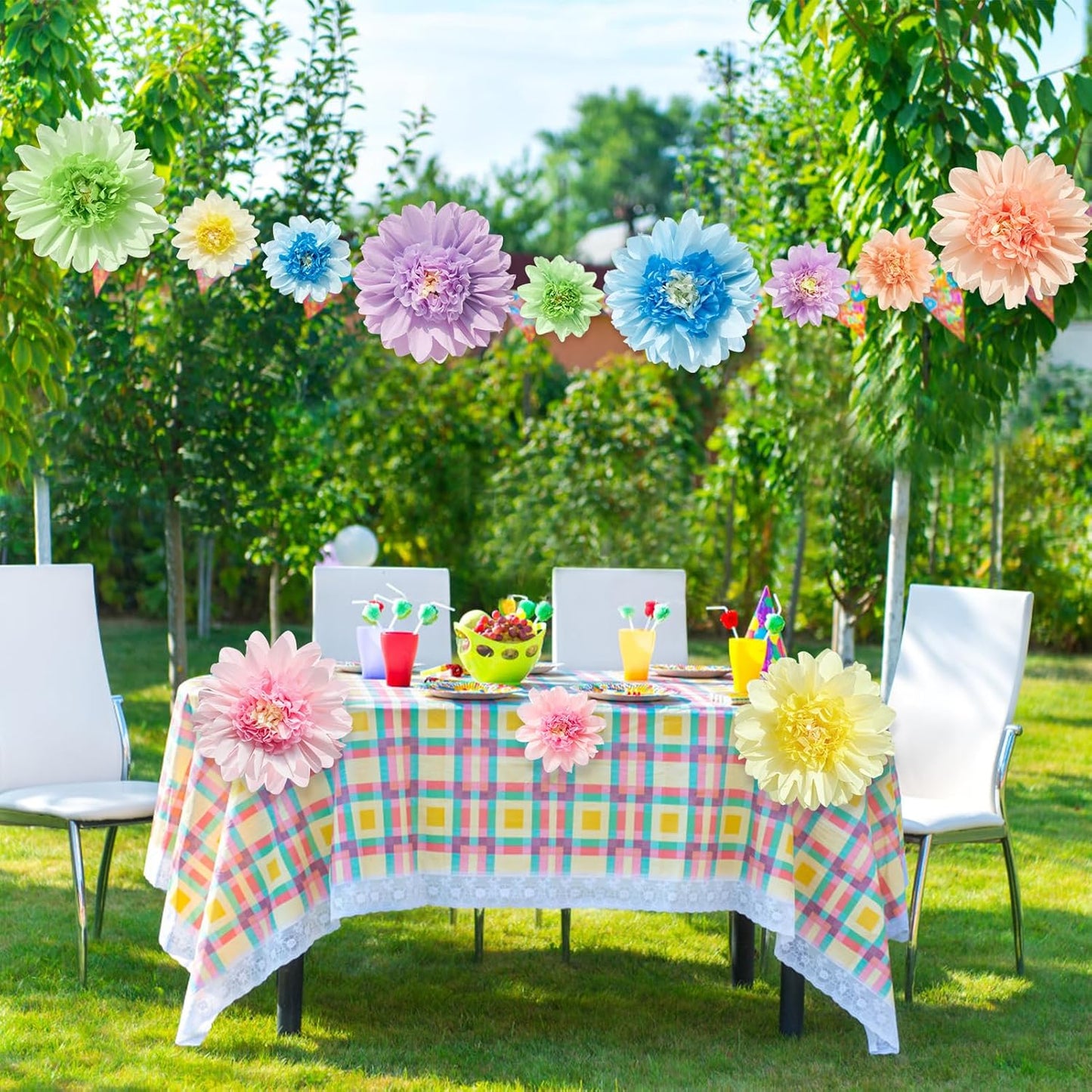 Homarkable Pastel Paper Flowers,12 Pcs Crepe Paper Flowers Decorations,6 in,10 in Flower for Wedding Party Baby Bridal Shower Carnival Party Nursery Wall Decor