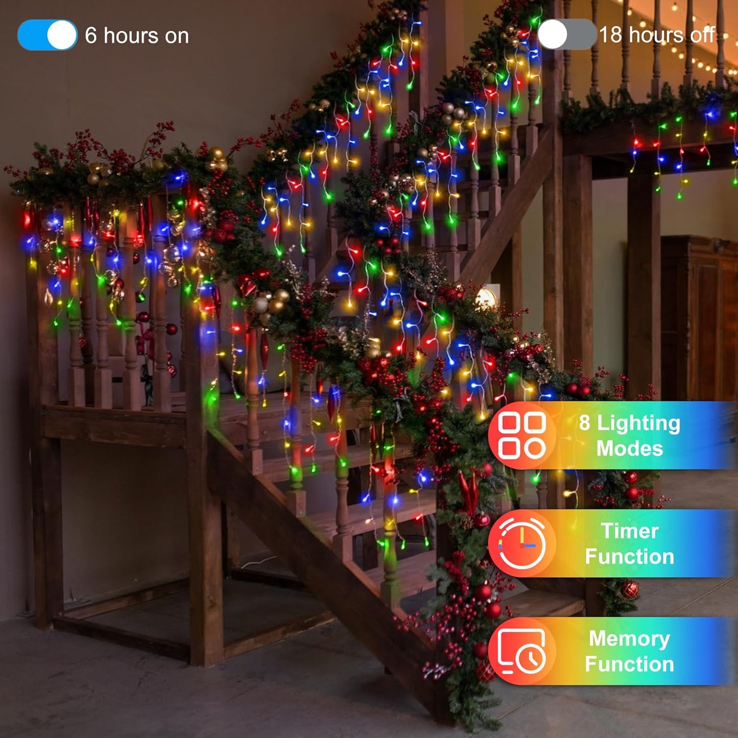 1620LED 164ft Christmas Lights, 360Drops 12 Modes Multicolor Christmas String Lights Outdoor Dimmable, Waterproof Christmas Decoration Fairy Lights with Timer for Indoor Eaves Party Patio Window Fence