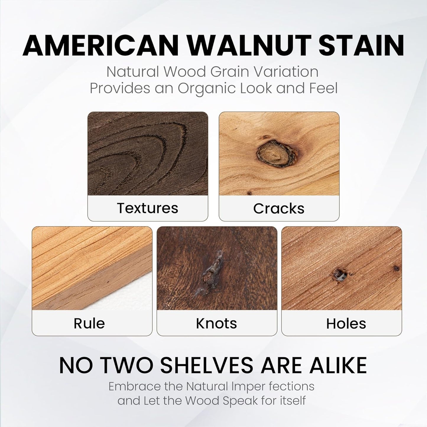 55 Inch Floating Shelves for Wall, Elm Wood Floating Shelves for Home Décor, Wall-Mounted Display Shelves with Heavy-Duty Bracket, Live Edge Long Floating Shelf for Kitchen, Living Room, Walnut