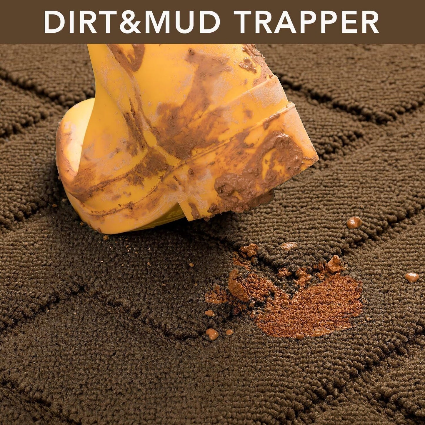 hicorfe Indoor Doormat,Front Back Door Mat TPR Backing Non Slip Mats 20"x31.5" Absorbent Resist Dirt Entrance Doormat Inside Floor for Entryway Washable Low-Profile(Dark Brown)