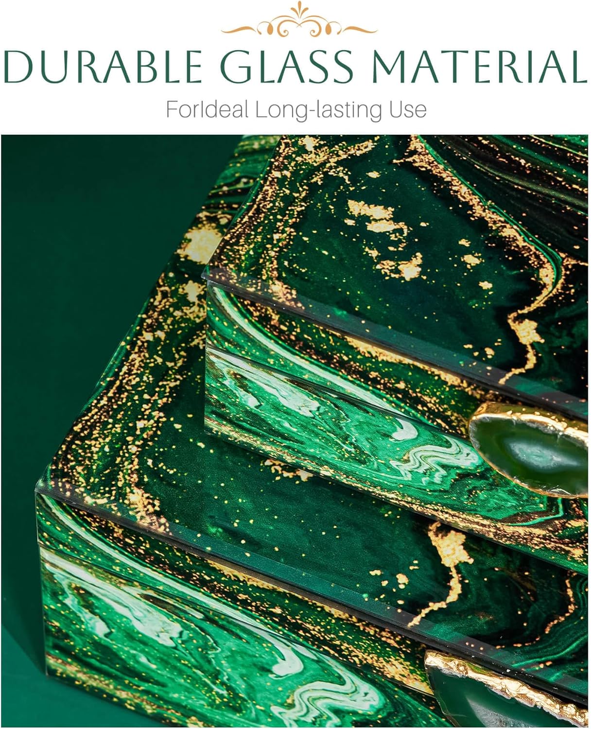 Homde Glass Decorative Storage Box: Set of 2 Boxes for Home Decor - Large Organizer with Lids for Decorations