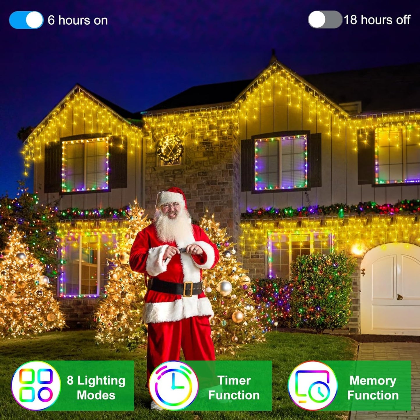 1620 LED Christma Lights with 360 Drops, 164ft Outdoor Hanging lights with 8 Modes & Timer Memory, Outsite Waterproof Curtain String Lights for Front House Fence Tree Holiday Decorations (Warm White)