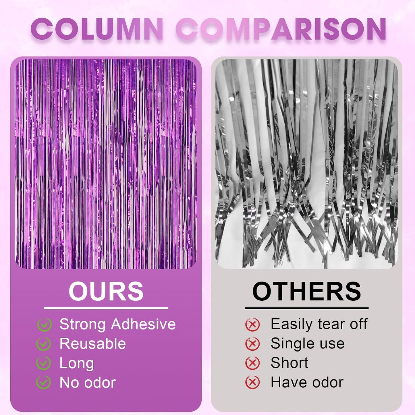 3 Pack 3.3 x 8.2 ft Laser Purple Foil Fringe Backdrop Curtains, Tinsel Streamers Birthday Party Decorations, Fringe Backdrop for Graduation, Baby Shower, Gender Reveal, Disco Party