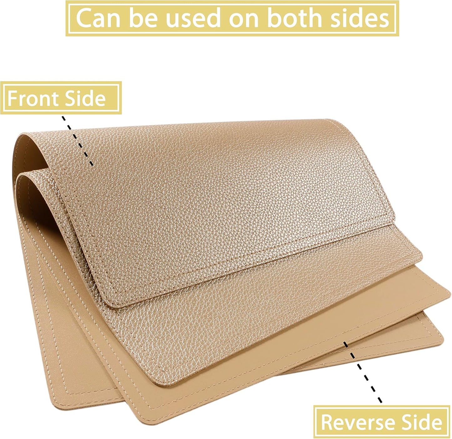 Faux Leather Gold Placemats, PU Table Mats, Set of 4, Waterproof, Heat Resistant, Non-Slip, Easy to Clean for Kitchen Dining Table,Conference Table