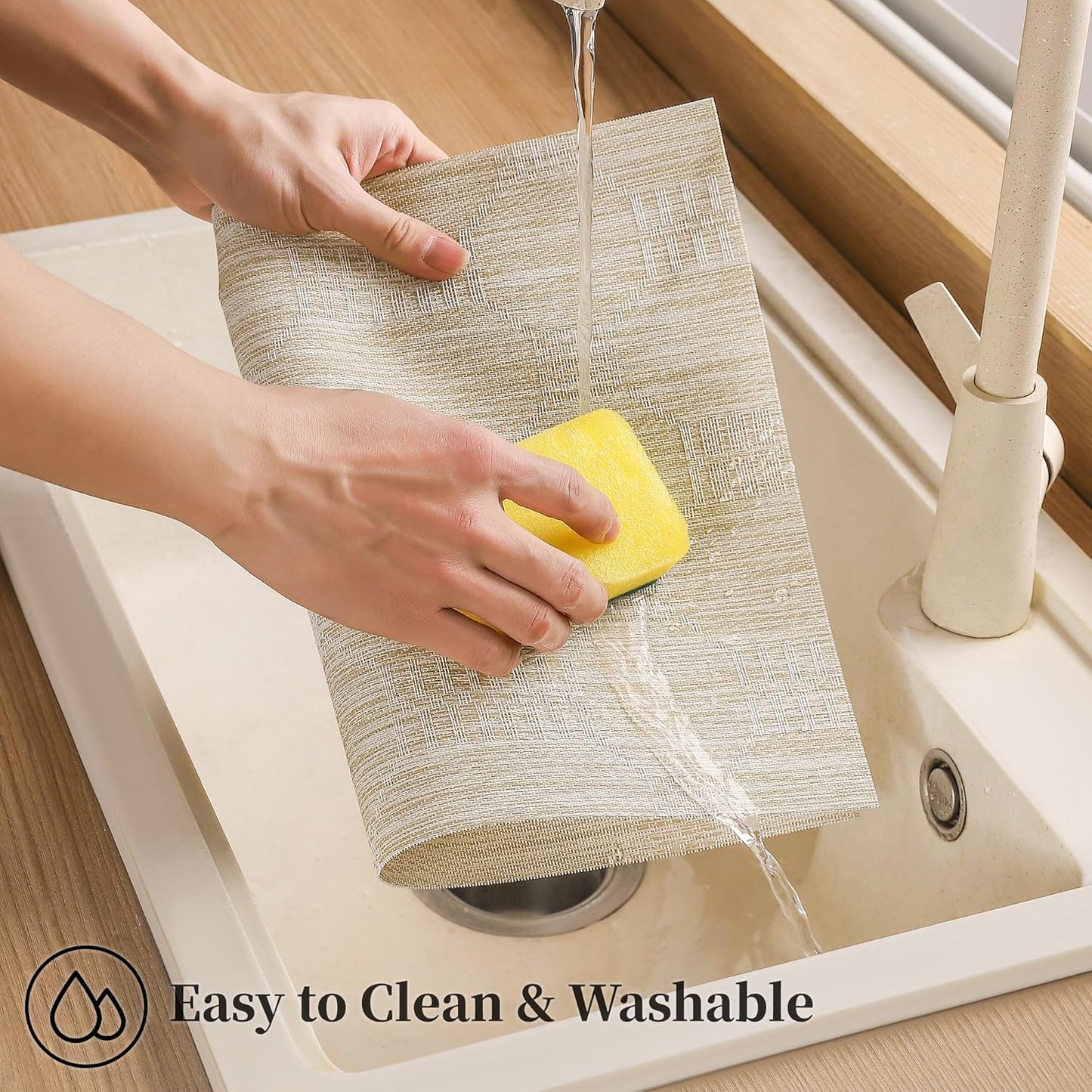 Leetaltree Wheat Placemats Set of 8 - Heat Resistant Non-Slip Place mats for Dining Table, Washable Durable PVC Vinyl Woven Table Mats(Wheat, 8)