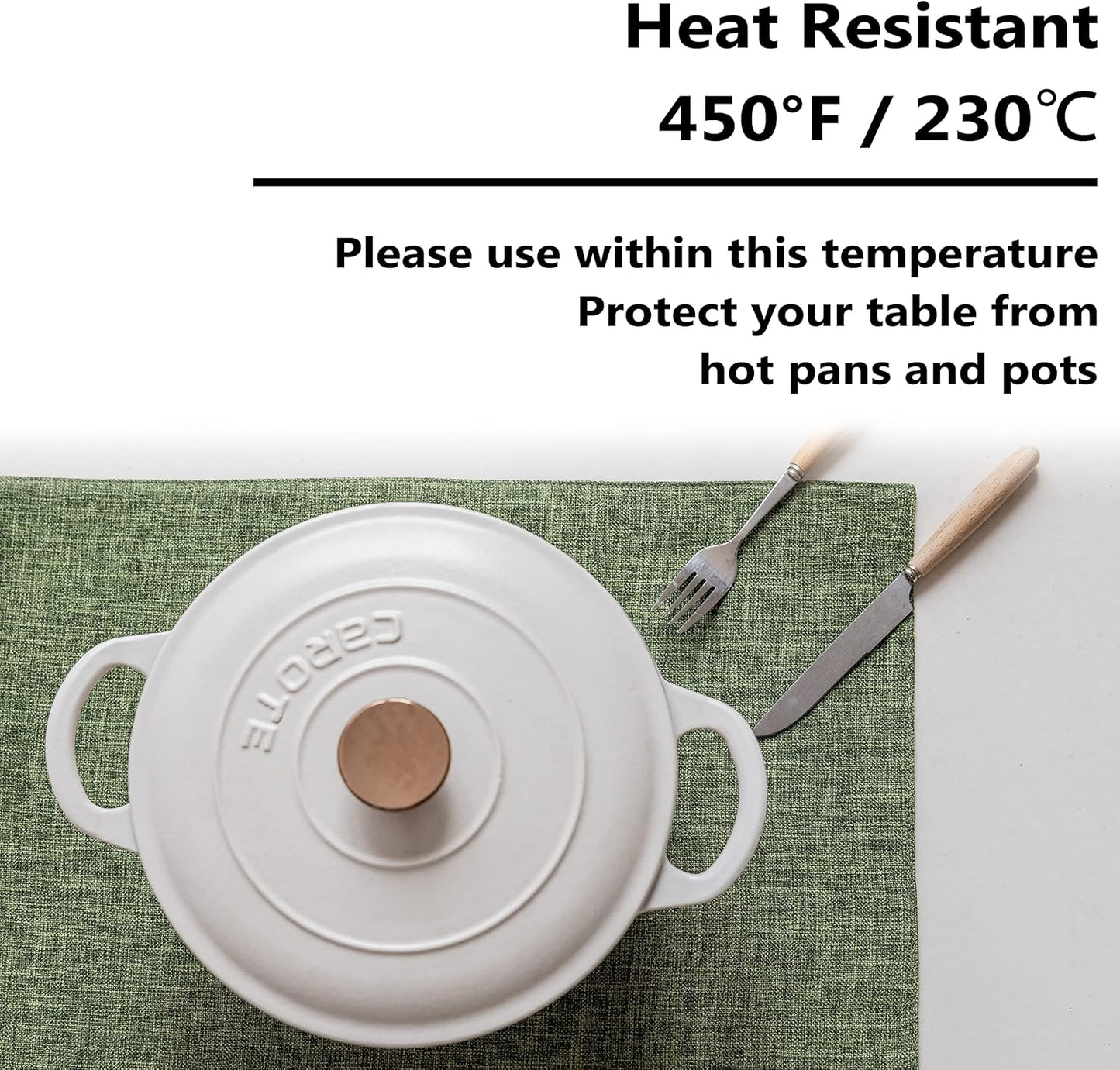 Home Brilliant Linen Cloth Placemats Set of 4 Heat Resistant Dining Table Place Mats Table Mat Kitchen for Wedding Holiday Parties Decor, Green