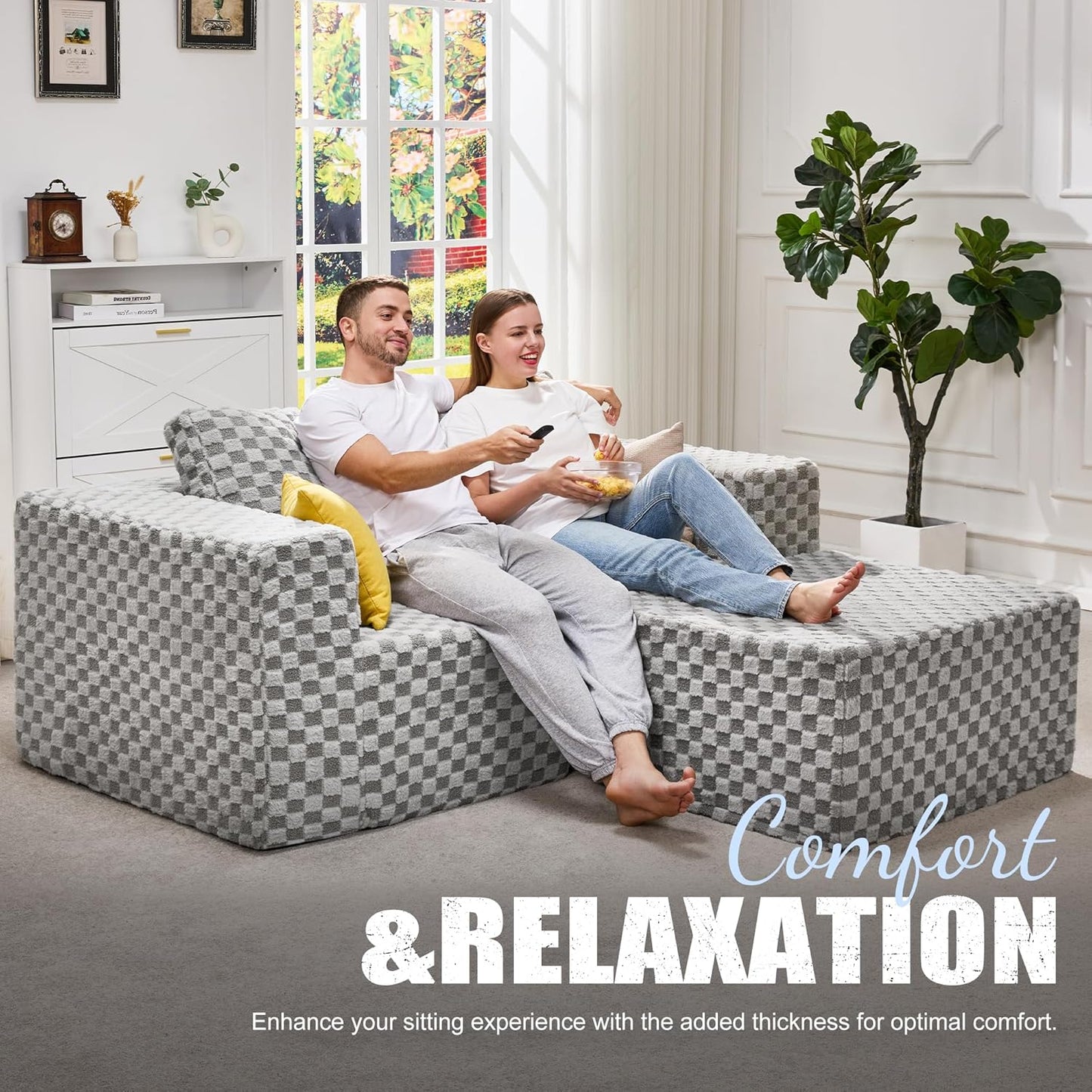 Hobestluk Modular Sectional Sofa 3 Seater Modular Sofa Couch (Plush Grey, Loveseat with Chaise)