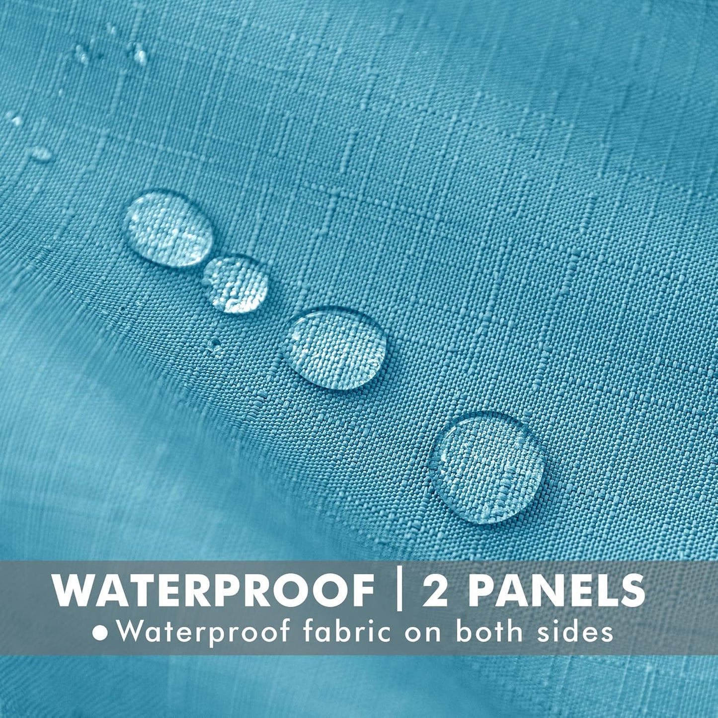 HolidayIdeas 4 Panels Linen Outdoor Curtains for Patio Waterproof-Teal Outside Curtains 54"x 84"-Indoor/Outdoor Curtains Weatherproof, Privacy for Pergola, Porch, Gazebo, Living Room, Backyard