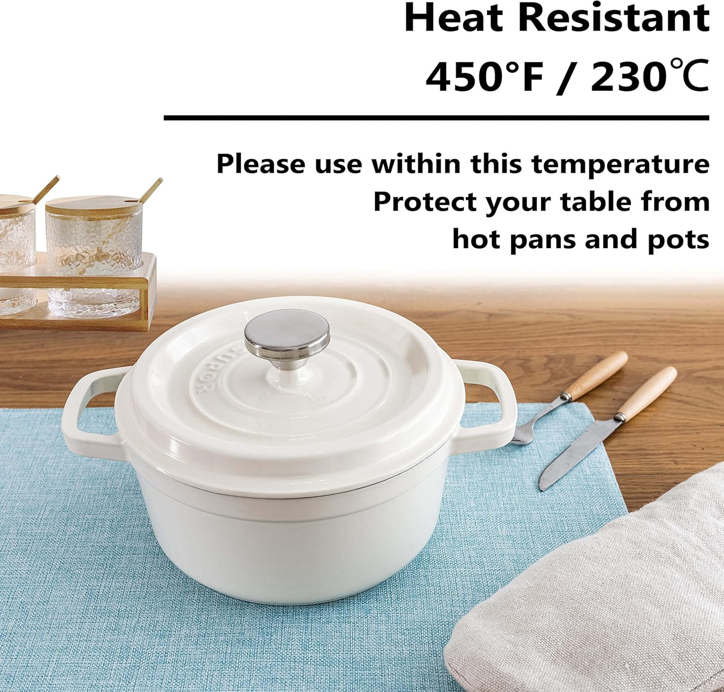 Home Brilliant Cloth Placemats Set of 8 for Holiday Dinner Linen Placemat Heat Resistant Dining Table Place Mats for Kitchen Table, 13 x 19 inches, Teal