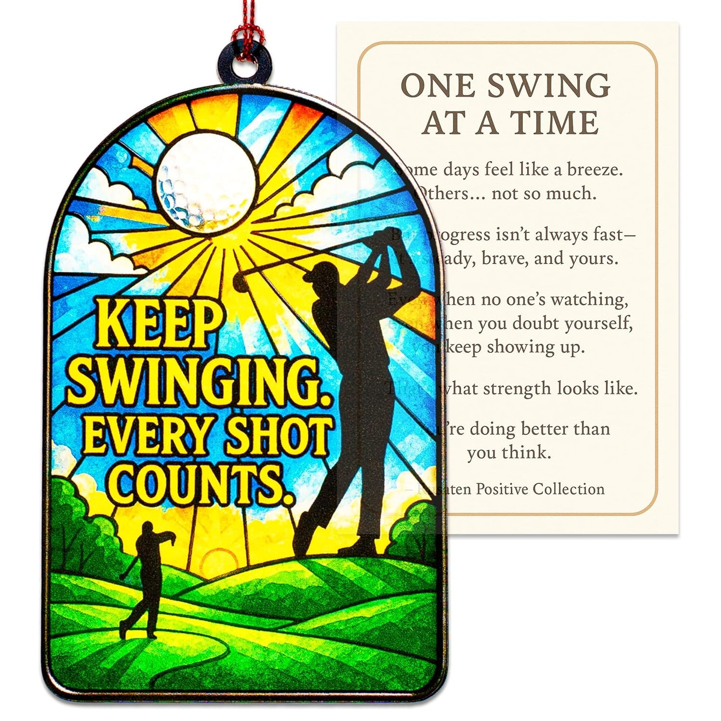 Golf Gifts For Men Golfers, Golf Christmas Ornament, Golf Decor, Positive Golf, Christmas Ornament 2025, Suncatcher Effect Stained Glass Window Hanging, Car Hanging Accessories