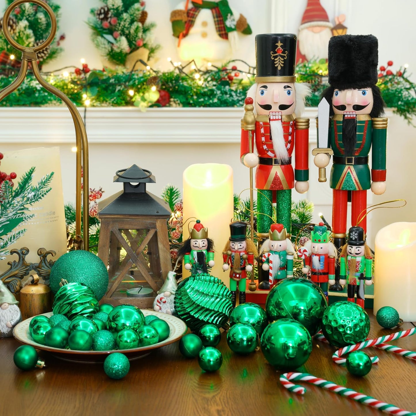 XmasExp 24ct Mini Christmas Ball Ornaments Shatterproof Christmas Ornaments Set Decorations for Xmas Tree Balls 30mm/1.18" (Malechite Green)