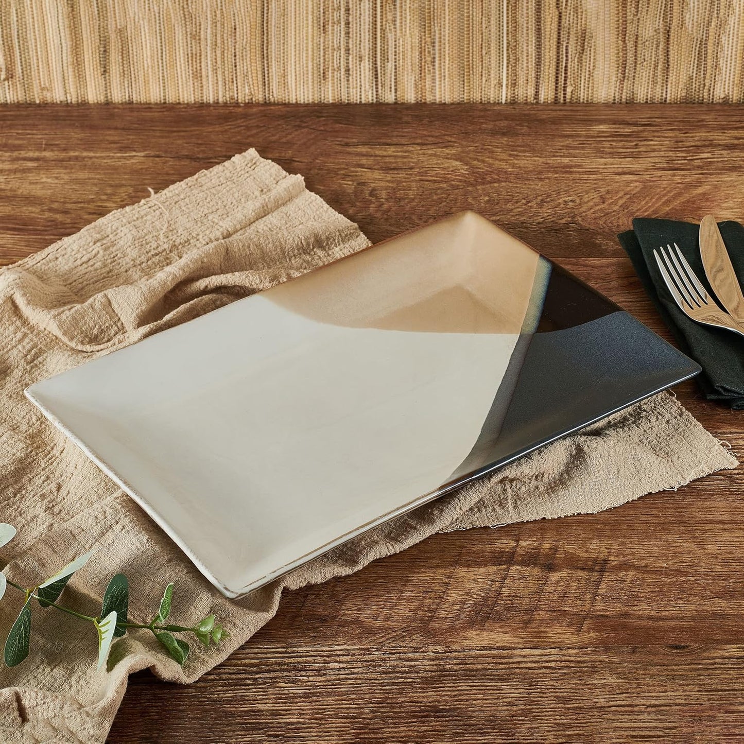 Gourmet Basics by Mikasa Caden Rectangular Serving Platter, 13.75 Inch, Multicolored