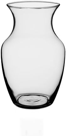 Floral Supply Online - 8" Clear Rose Vase and Flower Guide Booklet - Decorative Glass Flower Vase for Floral Arrangements, Weddings, Home Decor or Office.