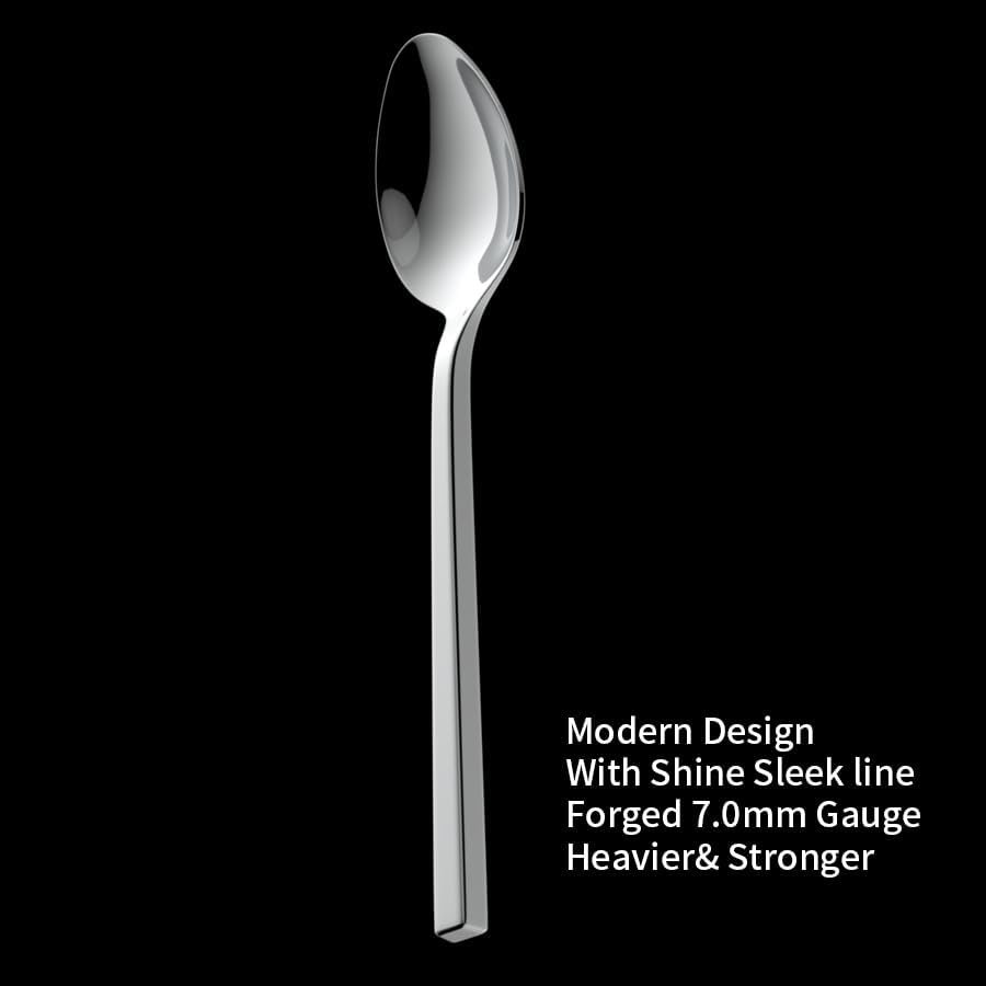 Alata Cube 60-Piece Forged Stainless Steel Flatware Set Cutlery Set, Silverware Set Service for 12, Mirror Finish, Dishwasher Safe