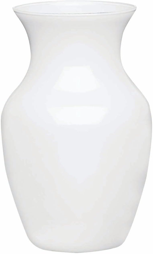 Floral Supply Online - 8" White Rose Vase and Flower Guide Booklet - Decorative Glass Flower Vase for Floral Arrangements, Weddings, Home Decor or Office.