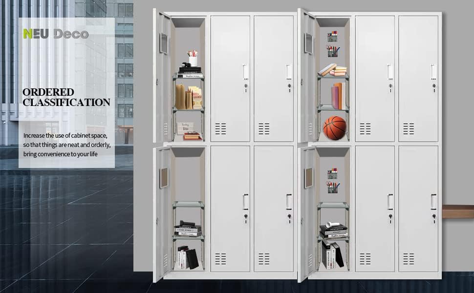 Neudeco Locker Accessories and Decor Kit, Including Mesh Shelf, Organizer, Magnetic Basket and Pen Holder, Suitable for School, Work, Kitchen, Bathroom, (Pack of 4, Grey)