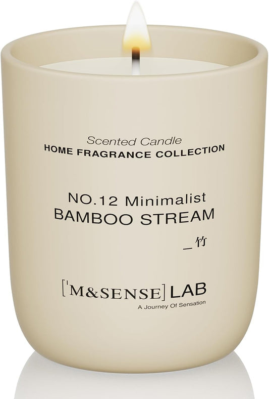 M&SENSE Natural Soy Candle| Bamboo Stream | 5.3 oz | Minimalist Scented Candle for Relaxation, Gifting, Home Décor | for Bedroom, Office, Party Small