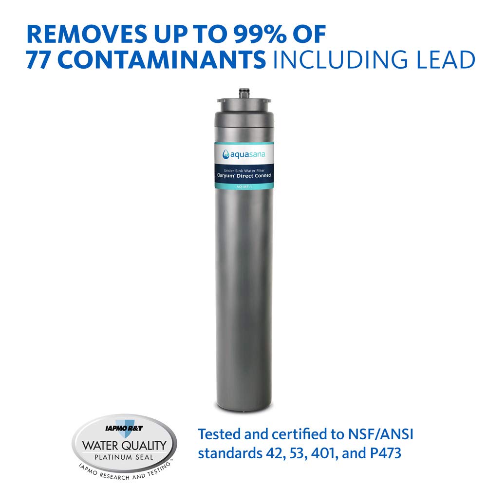 Aquasana Under Sink Water Filter Replacement - Claryum Direct Connect Under Counter Filtration System - AQ-MF-1-R