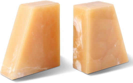 Onyx Book Ends Decorative, Unique Bookends for Shelves，8LB Bookends to Hold Heavy Books Durable Book Holder Stopper for Home Office Desk Bookshelf Decoration, Set of 2, Mexico Onyx