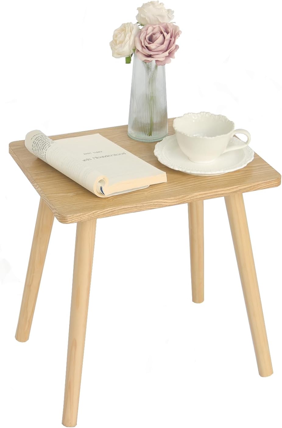 AWASEN Side Table, Small End Accent Table for Living Room Bedroom Office Small Spaces, Modern Wood Side Table Nightstand with Solid Wood, Easy Assembly, (Natural)