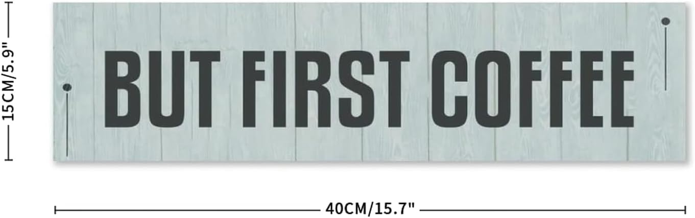 Generic Funny Wood Sign But First Coffee Rustic Wooden Hanging Sign Home Farmhouse Kitchen Wall Decoration 16 x 6 Inch