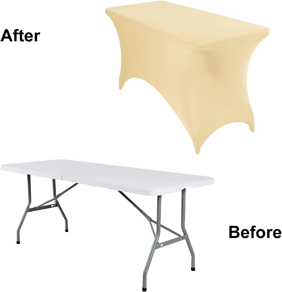 4Pack Spandex Waterproof Table Covers 4ft，Spandex 4ft Waterproof Table Cover for Party,Wedding, Banquet, and Events(Champagne)