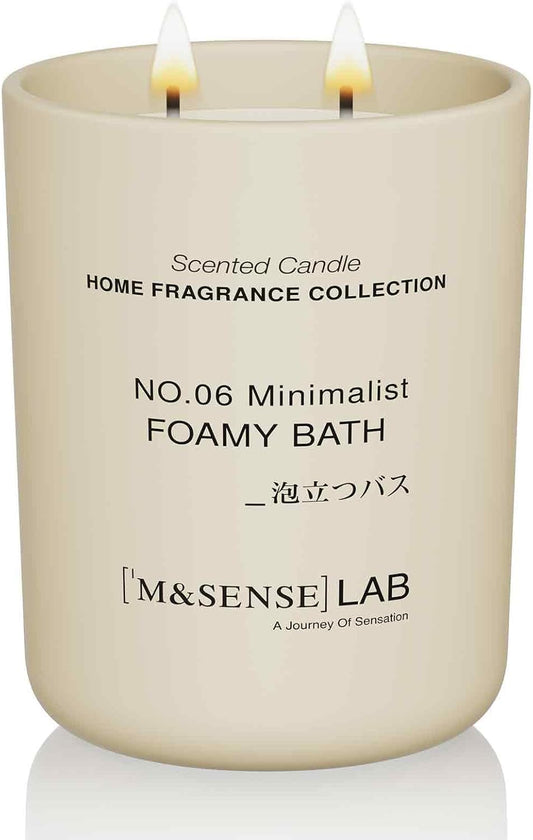 M&SENSE Natural Soy Candle| Foamy Bath | 16.6 oz, 95H Burn | Minimalist Scented Candle for Relaxation, Gifting, Home Décor | for Bedroom, Office, Party Large