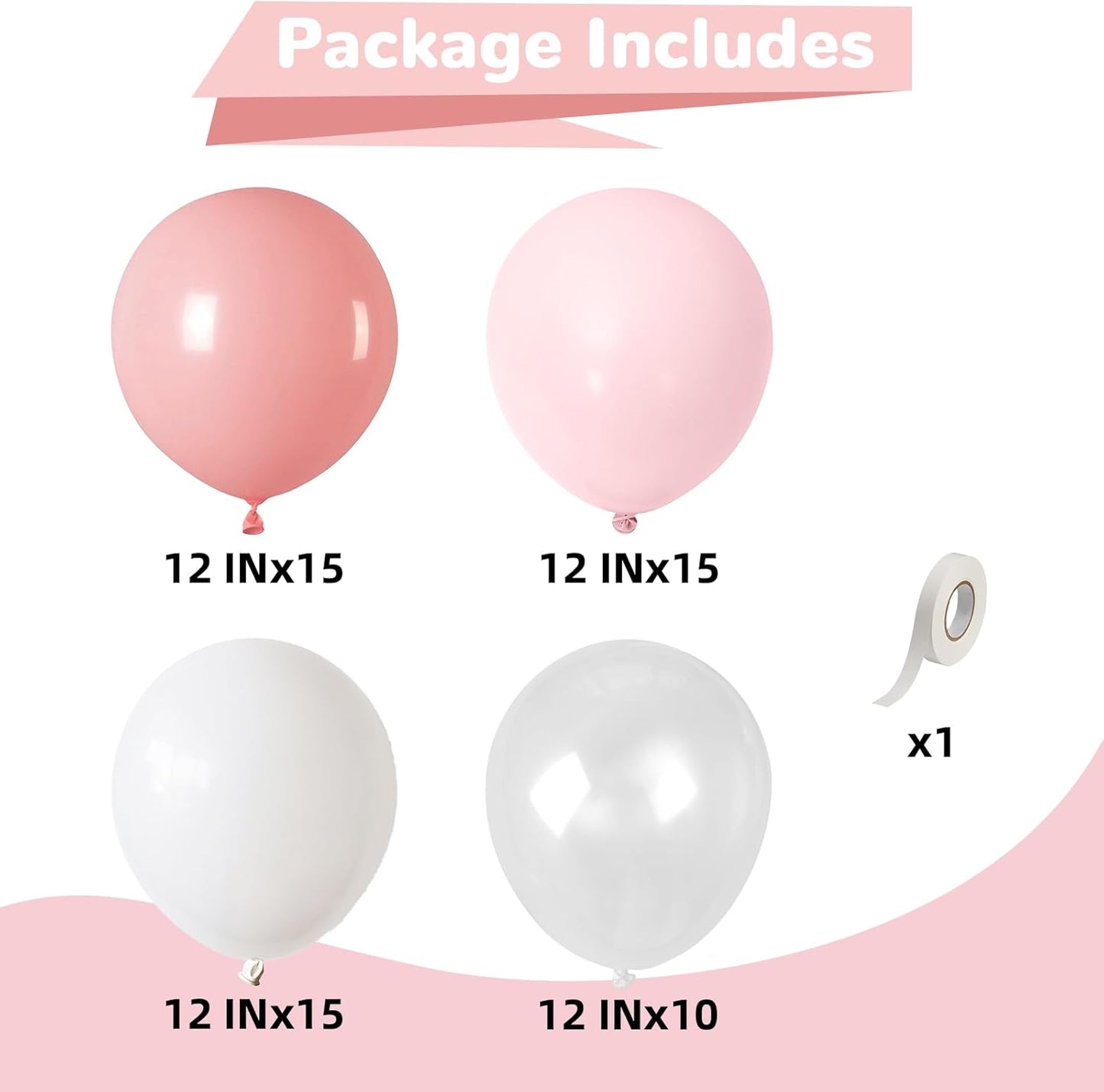 Dusty Pink Balloons 12 Inch Blush Pastel Light Baby Pink and White Latex Party Balloon with Clear Balloons for Women Girls Boho Birthday Wedding Baby Bridal Shower Anniversary Party Decoration