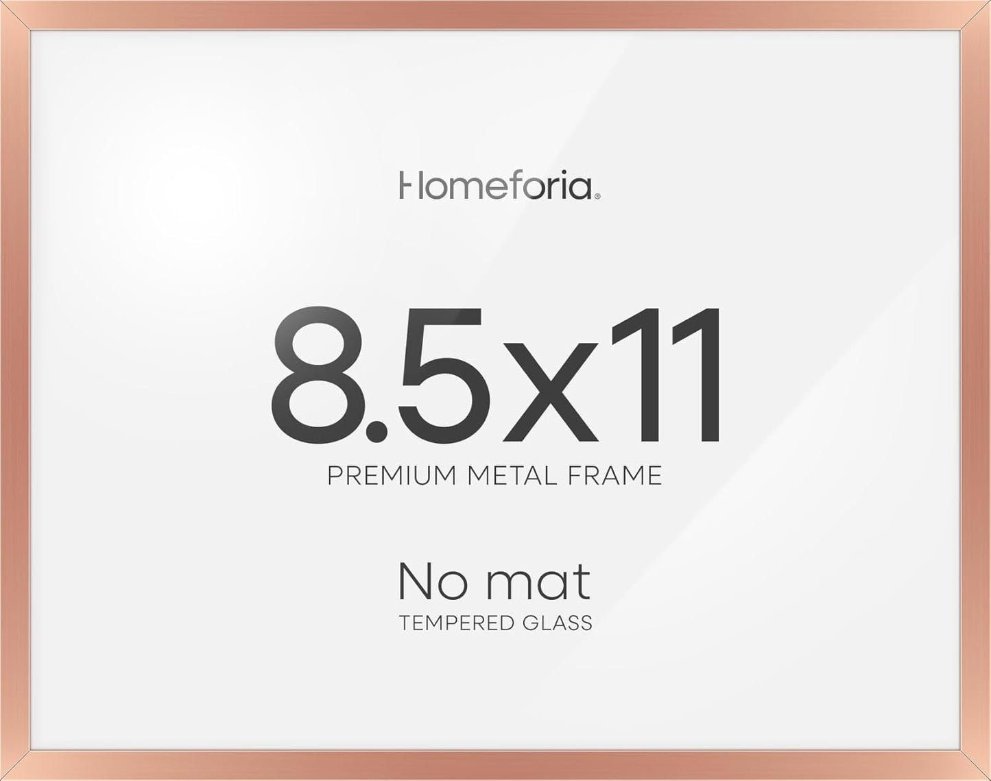 Homeforia 8.5x11 Diploma Frame Rose Gold, High End Metal 8.5 x 11 Certificate Frames, 11x8.5 Document Frames for Wall or Tabletop, 8.5 by 11 Award Letter Size Frame, Tempered Glass, Wall Kit, Set of 1