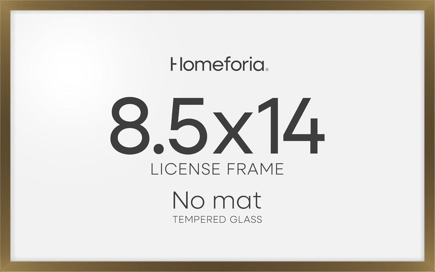 Homeforia 8.5 x 14 Marriage License Frame Bronze, High End Metal 8.5x14 Marriage Certificate Frames, 14x8.5 Picture Frame for Wall & Tabletop, 8.5 by 14 Photo Frame, Tempered Glass, Wall Kit, Set of 1