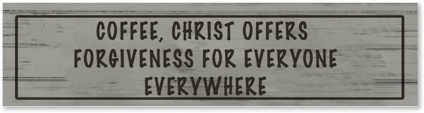 Generic Wood Sign Coffee Offers Forgiveness for Everyone Everywhere Rustic Wooden Hanging Sign Home Farmhouse Kitchen Wall Decor 16 x 6 Inch