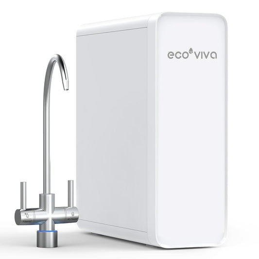 Ecoviva Under Sink Reverse Osmosis System, 8-Stage Water Filtration System, 600 GPD Water Purifier, Fast Dispense, 2.5:1 Pure to Drain, Easy Installation, Reduce PFAS, NSF/ANSI 58 Certified