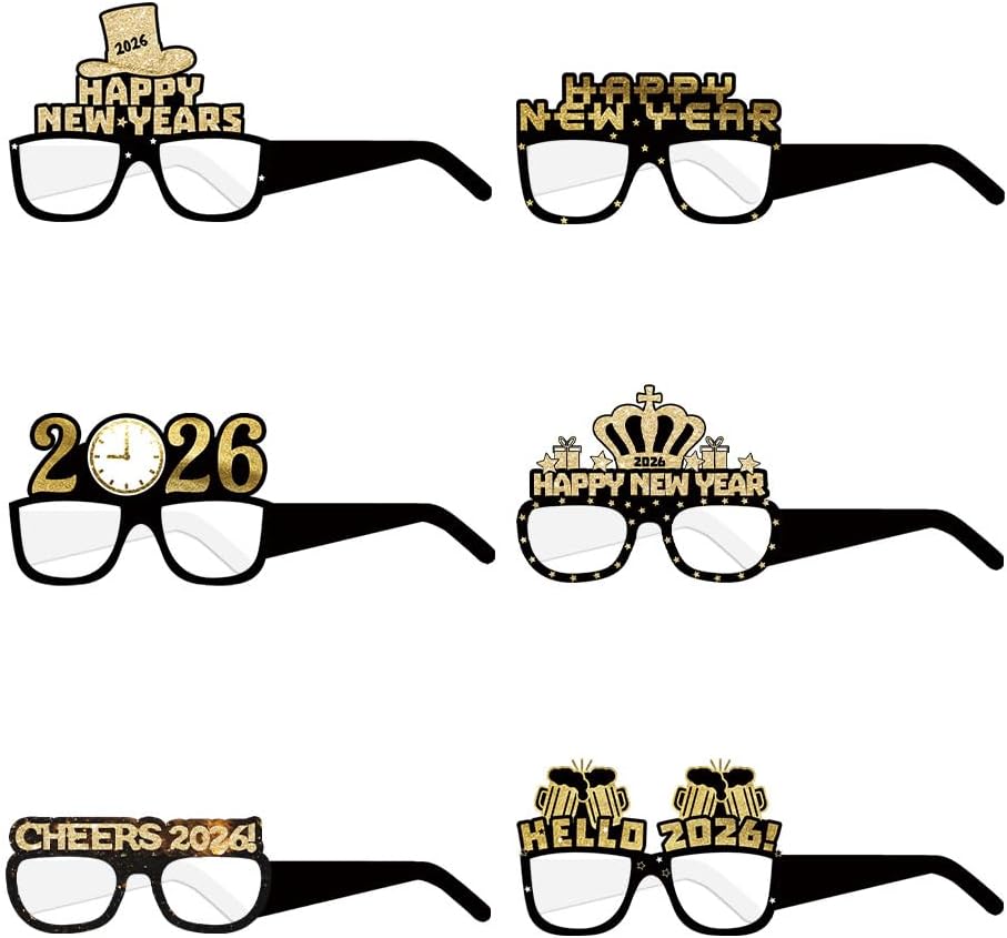 Happy New Year’s Eve Glasses 2026 - Pack Of 12 | New Year’s Eve Party Supplies 2026 | Happy New Year Glasses 2026, Happy New Year Decorations 2026 | New Year’s Glasses, New Year’s Eve Decorations