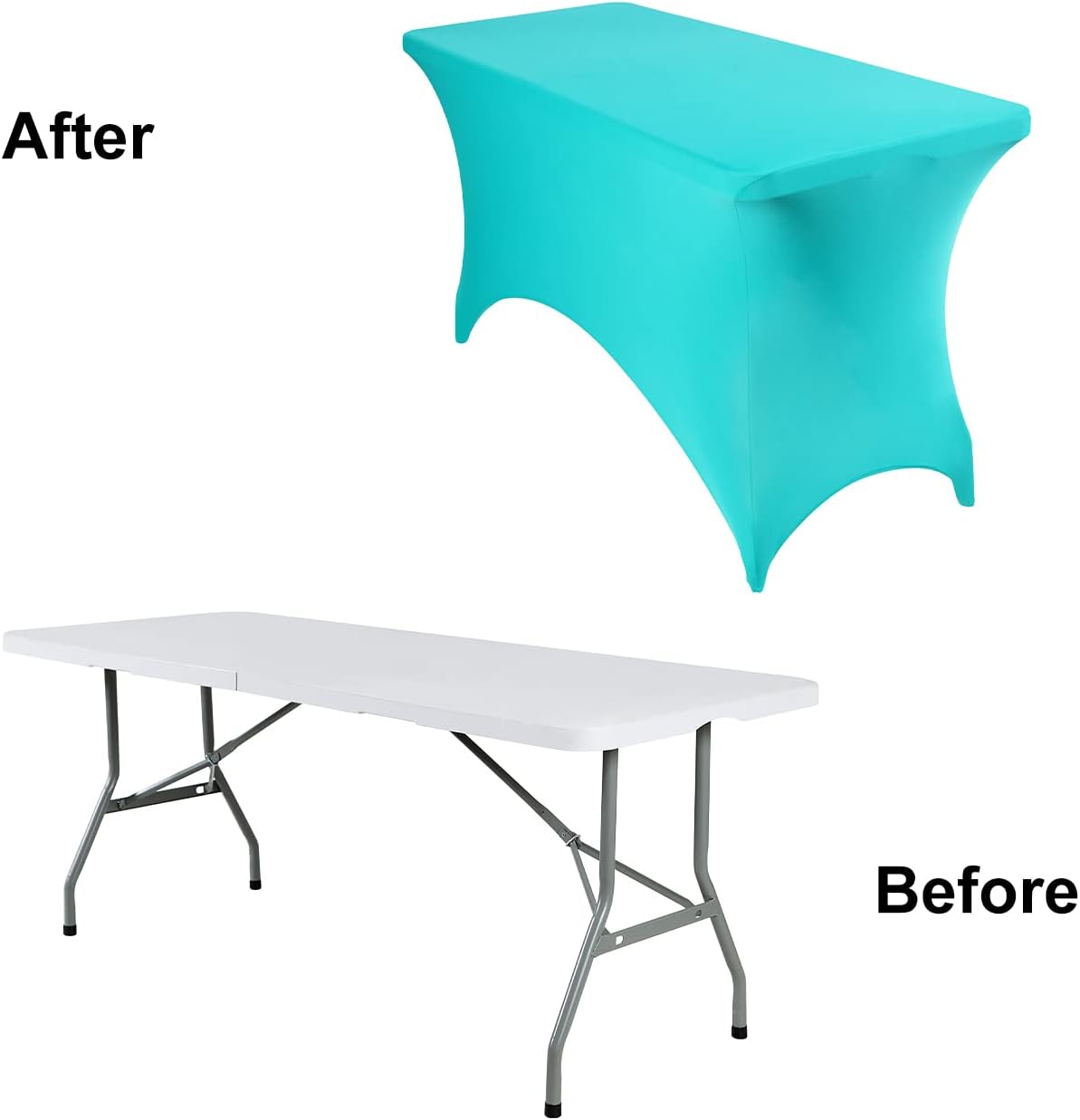 2Pack Spandex Waterproof Table Covers 4ft，Spandex 4ft Waterproof Table Cover for Party,Wedding, Banquet, and Events(Turquoise)