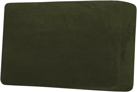 H.VERSAILTEX Velvet Stretch Individual Cushion Cover Plush Cushion Slipcover for Loveseat Sofa Furniture Protector Seat Cushion Sofa Cover (1 Piece Loveseat Cushion Cover, Olive)