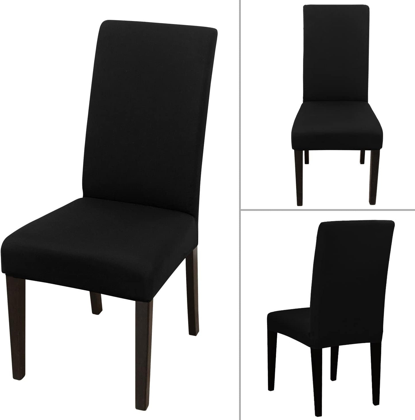 JQinHome Dining Chair Covers Dining Room Chair Slipcovers, 2 Pack High Stretch Removable Washable Parsons Chair Slipcover for Home Party Hotel Wedding Ceremony (Black)