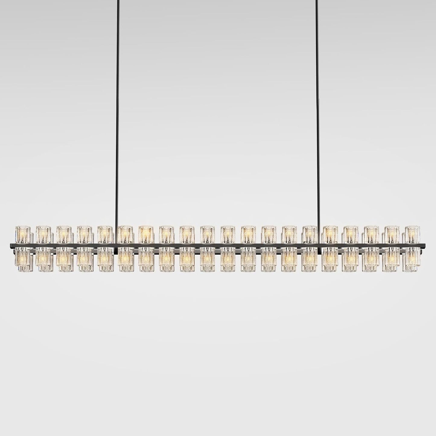 Crystal Black Rectangular Chandelier Light Fixture,72 in Large Dining Room Chandelier Over Table,Modern Chandeliers for Living Room,Arcachon Chandeliers,Kitchen Island,Includes 80xG4 Bulbs