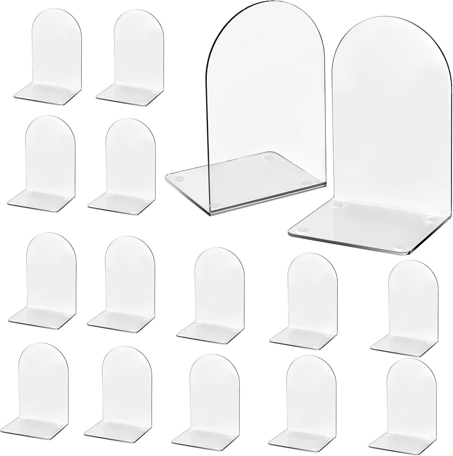 Lulonpon 16 Pieces Book Ends, Bookends, Books End for Shelves, Books End for Heavy Books, Clear Bookends, Acrylic Book Ends for School, Library,Desktop Organizer and Book Shelves