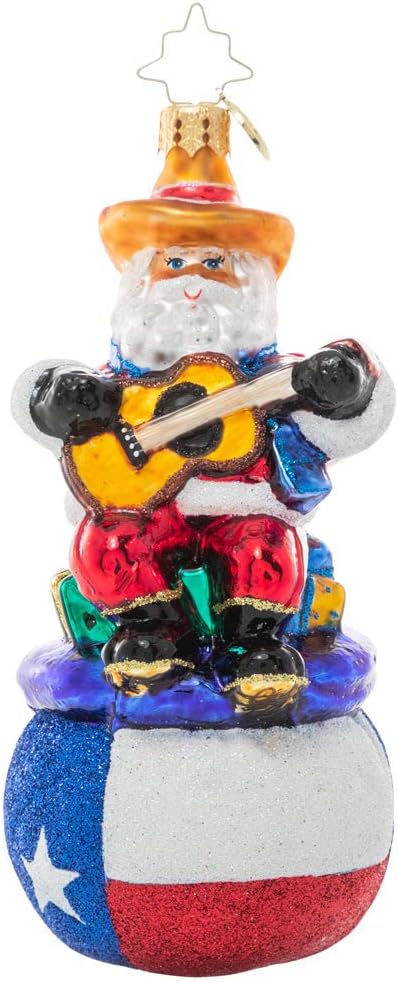 Christopher Radko Hand-Crafted European Glass Christmas Decorative Ornament, Pride of Texas Santa